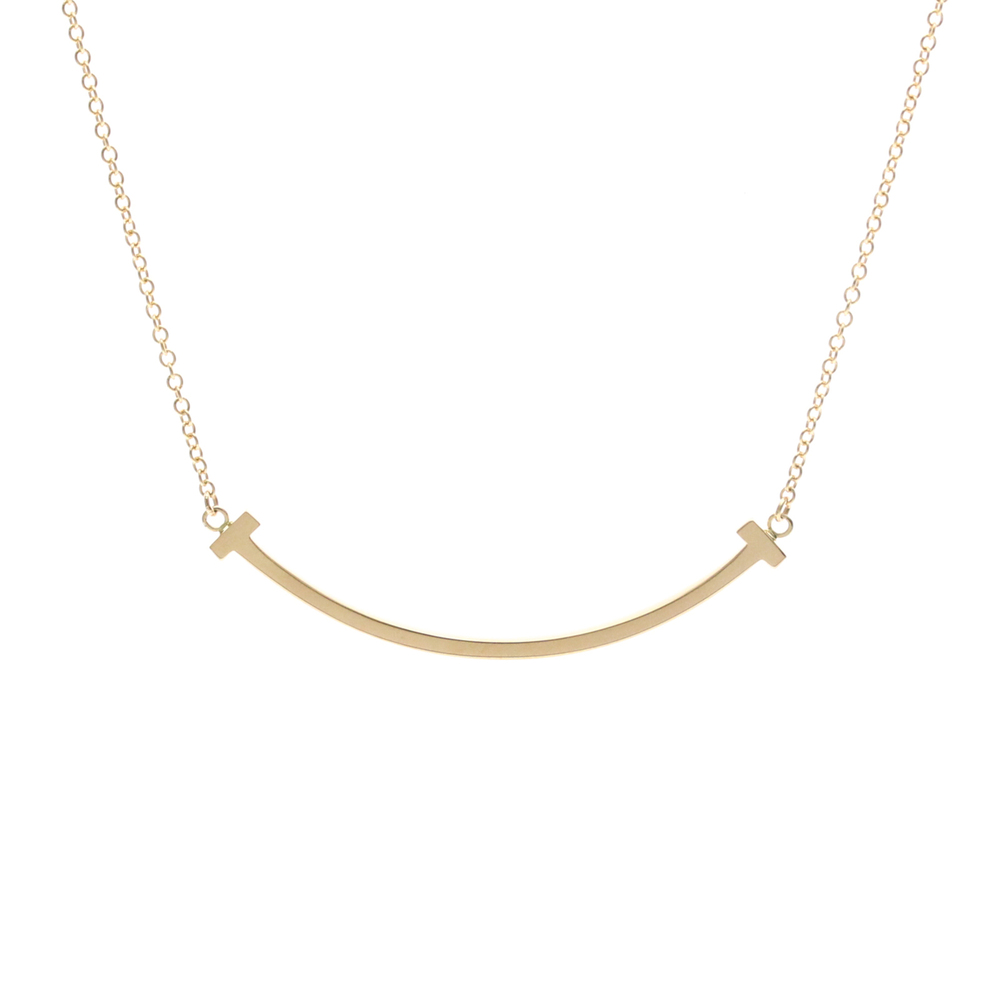 TIFFANY Tiffany T Smile Small Size Necklace 18K Pink Gold Polished